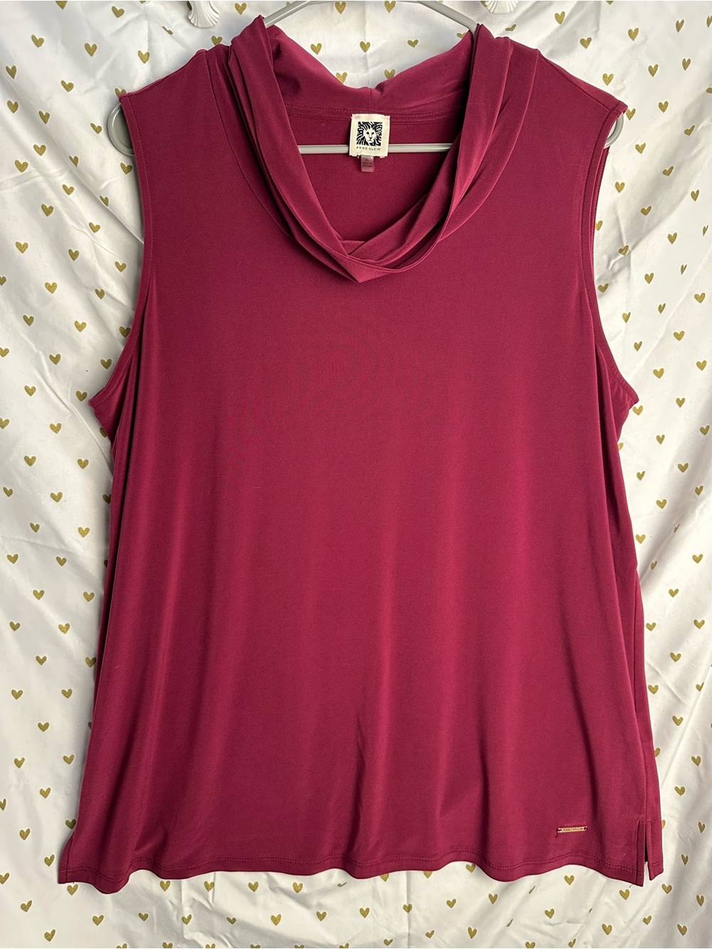 Anne Klein Sleeveless Cowl Neck Tank - Berry